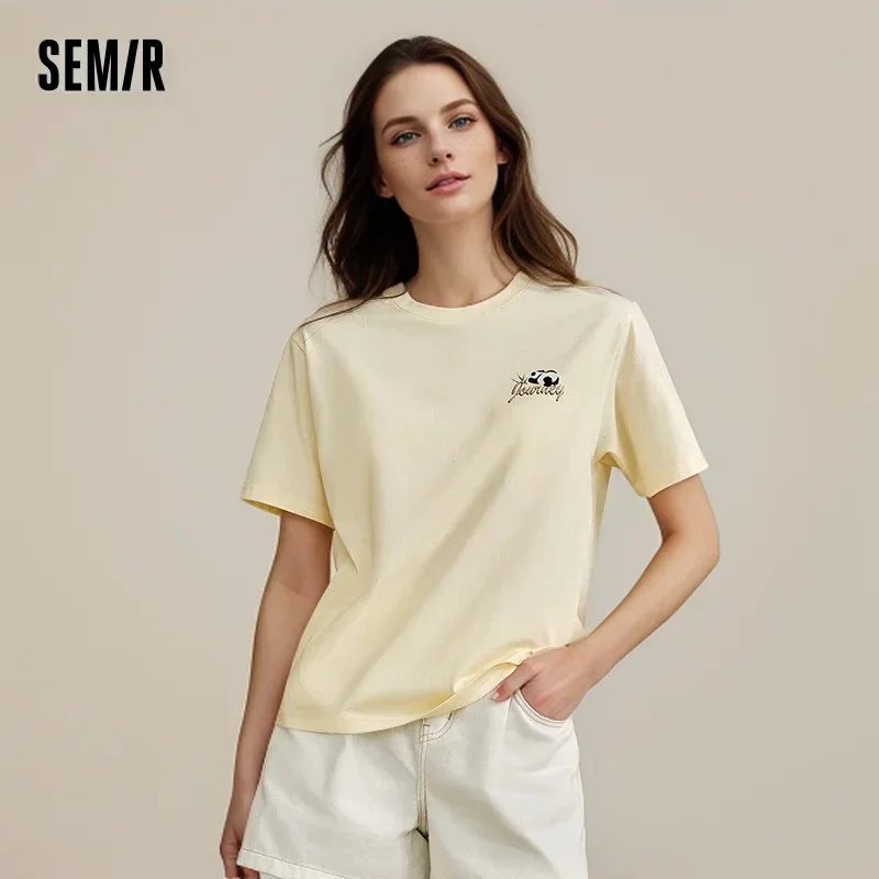 Semir Co-Branded Short Sleeve T-Shirt Women Antibacterial Loose 2024 New Panda Summer Hundred Fashionable T shirt