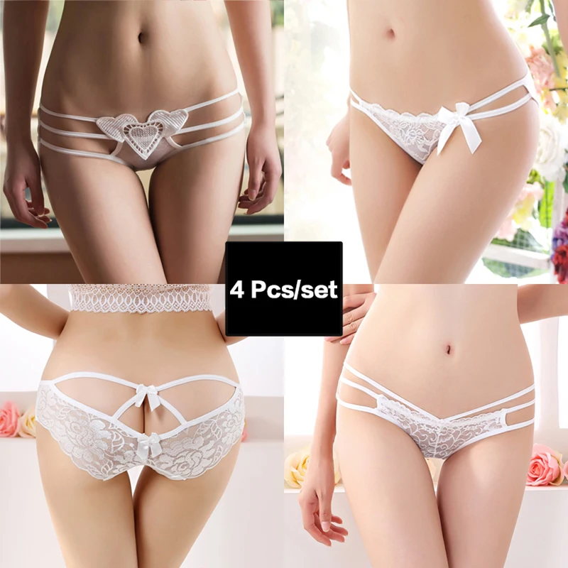 

New Women Panties Sexy Middle-Waist G-String Thong Lace Bikini Briefs Solid Comfortable Lingerie Soft Female Underwear