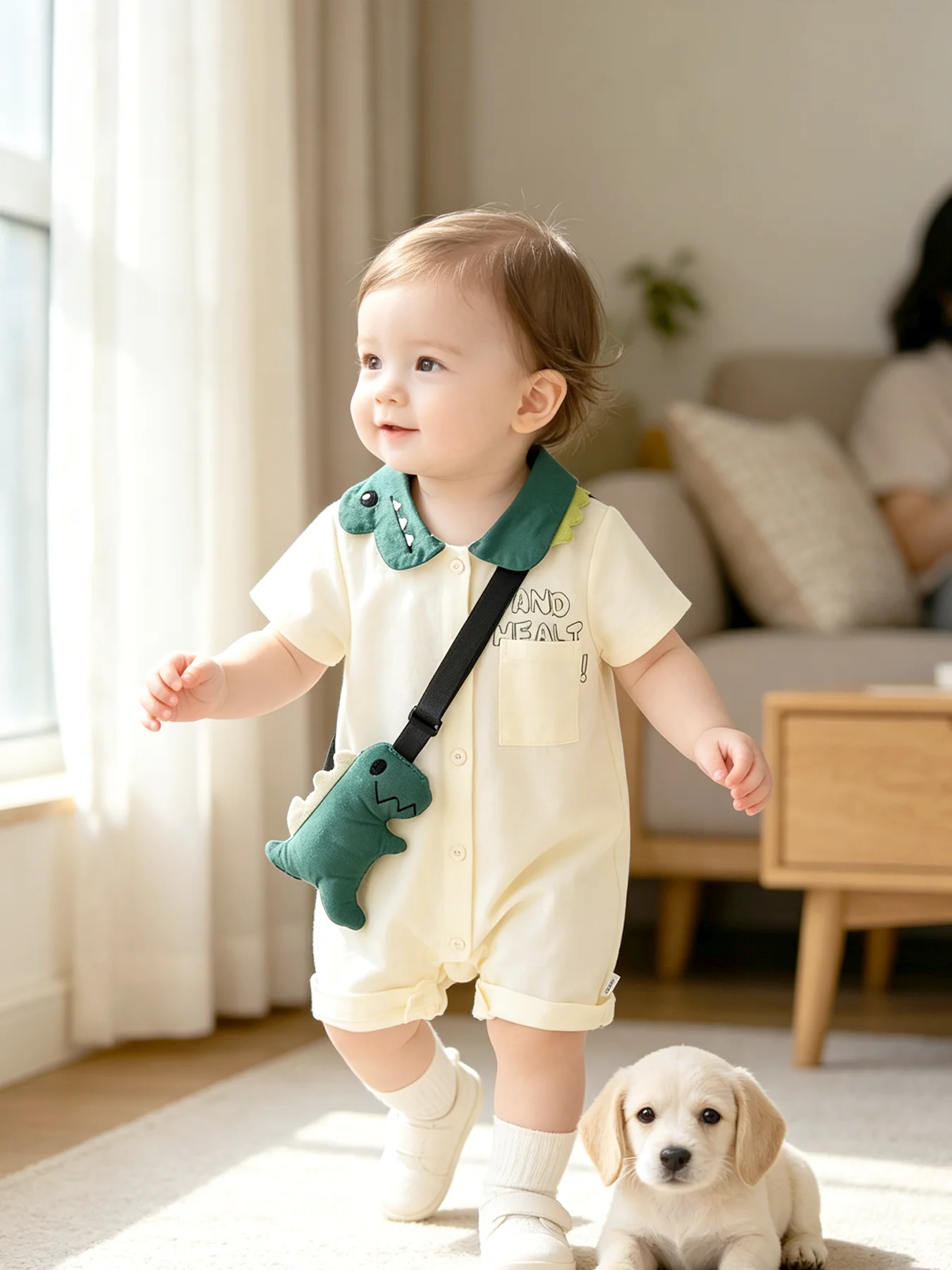 Baby-Mädchen-Strampler mit Dinosaurier-Print – Frühlings-/Sommerkleidung für Baby-Mädchen, 0–12 Monate, niedliche Freizeitkleidung für Ausflüge – Detail 11