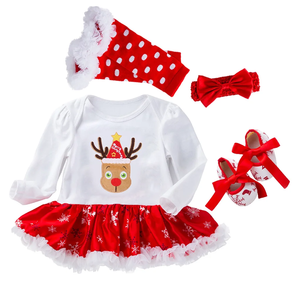 طفل ارتداءها طفل عيد الميلاد الغزلان فستان الوليد 0-3 أشهر S لطيف الرنة طويلة الأكمام ارتداءها الاطفال عيد الميلاد زي حفلة