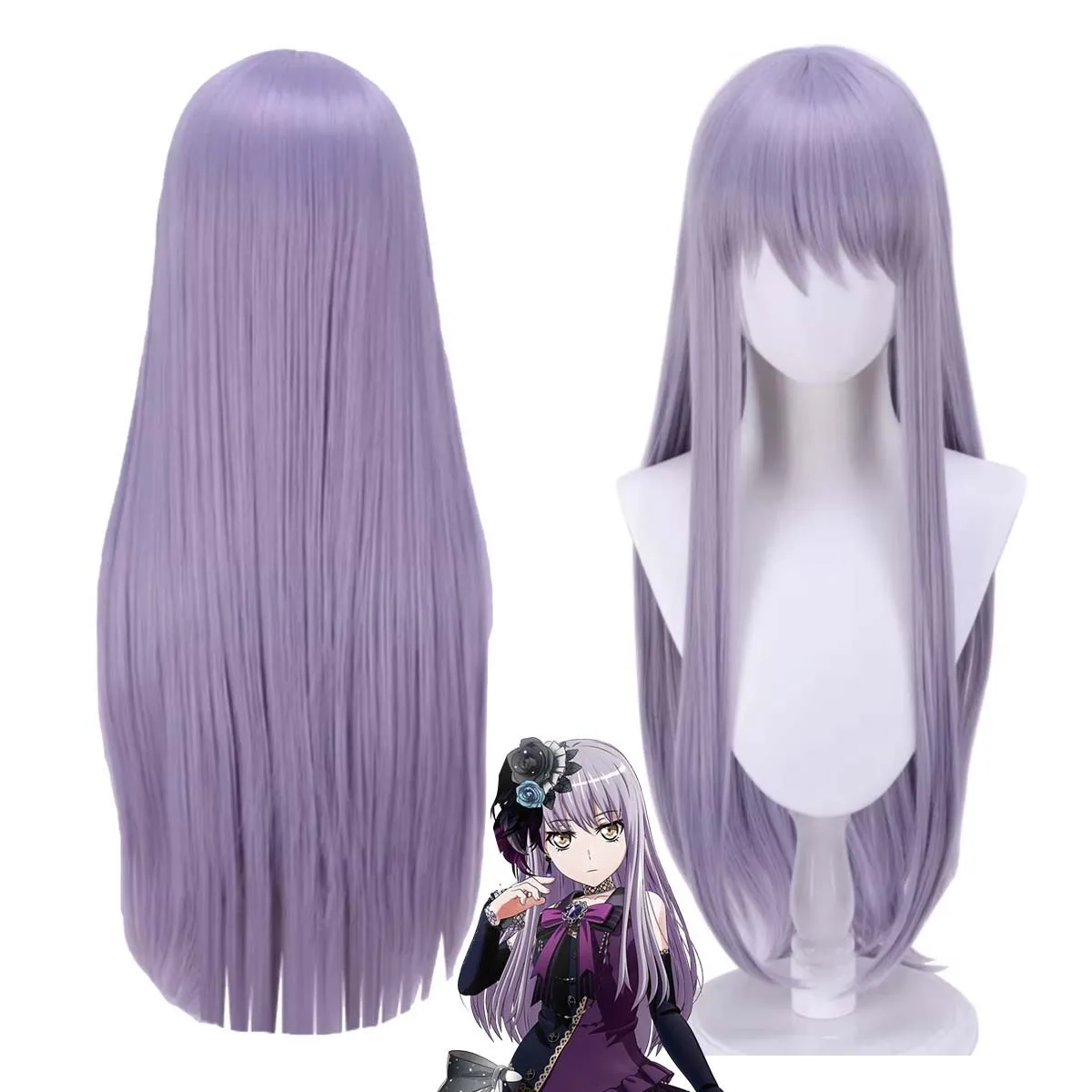 

Women BanG Dream Minato Yukina Cosplay Long Purple Heat Resistant Hair Wig