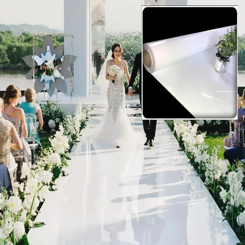 

10M/32.8ft PET White Mirror Carpet Wedding Aisle Runner Silver Aisle Runner Rug indoor Outdoor Weddings Party Thickness:0.12 mm