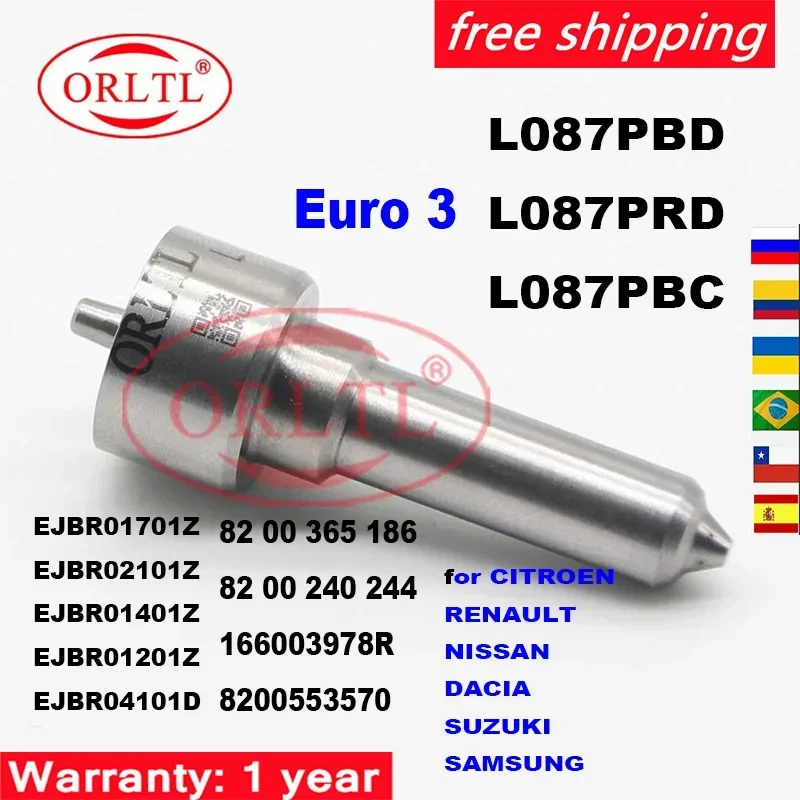 

ORLTL NOZZLE L087PBD L087PRD FOR EJBR04101D EJBR01701Z EJBR01201Z EJBR02101Z EJBR01401Z 82 00 365 186 82 00 240 244 166003978R