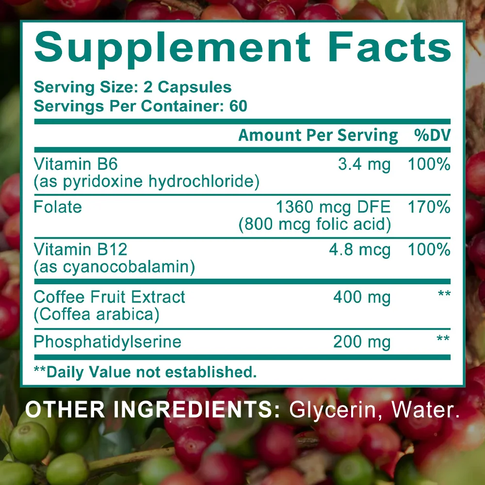 

Phosphatidylserine Capsules - 200 Mg, Enhance Memory and Concentration, Refresh The Mind, Supports Brain Health