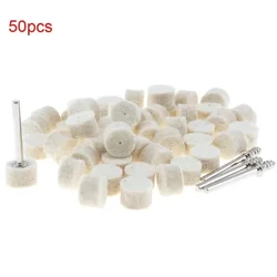 50pcs 13mm Wool Felt Buffing Wheel Polishing Pad +4pcs Mandrels For Rotary Tool Cotton Thread Polishing Brush