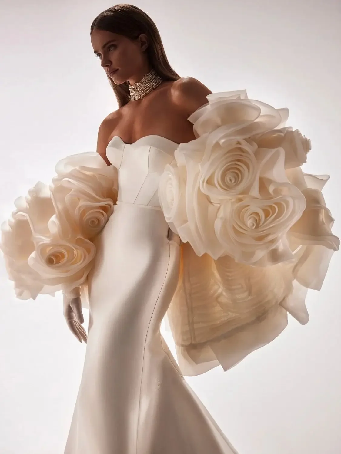 New Couture Photoshoot Wedding Women Jackets Cloak Custom 3D Rose Flowers Bridal Wraps Cape Women Blouse Floral Wedding Cape