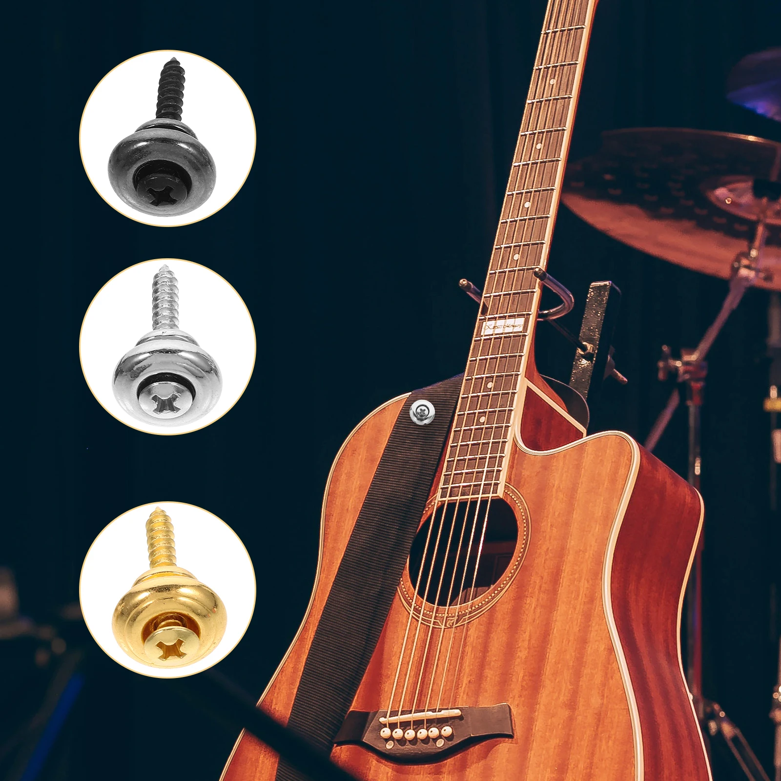 

Guitar Strap Button Flat Head for Belt Screw Bolt Buckle Electric Silicone End Pin