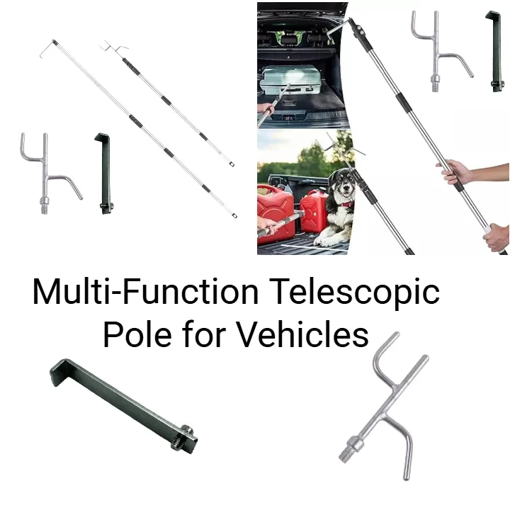 1set Multifunctional Grabber Reach Retriever Tool Heavy Duty Truck Accessories Telescoping Pull Pole With Two Hooks Accessories