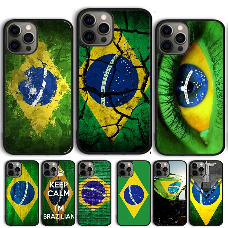 

Чехол для телефона с флагом Бразилии для iPhone 17 Air 15 16 14 13 12 Pro Max 11 Pro Max Plus Coque Shell
