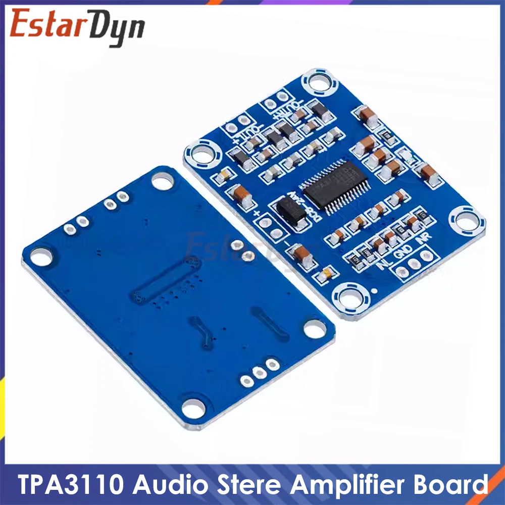 TPA3110 15W+15W Amplifier Board, Dual Channel Stereo 12V-24V for LCD TV/Car Audio/Speaker, Digital Power Module, High Efficiency
