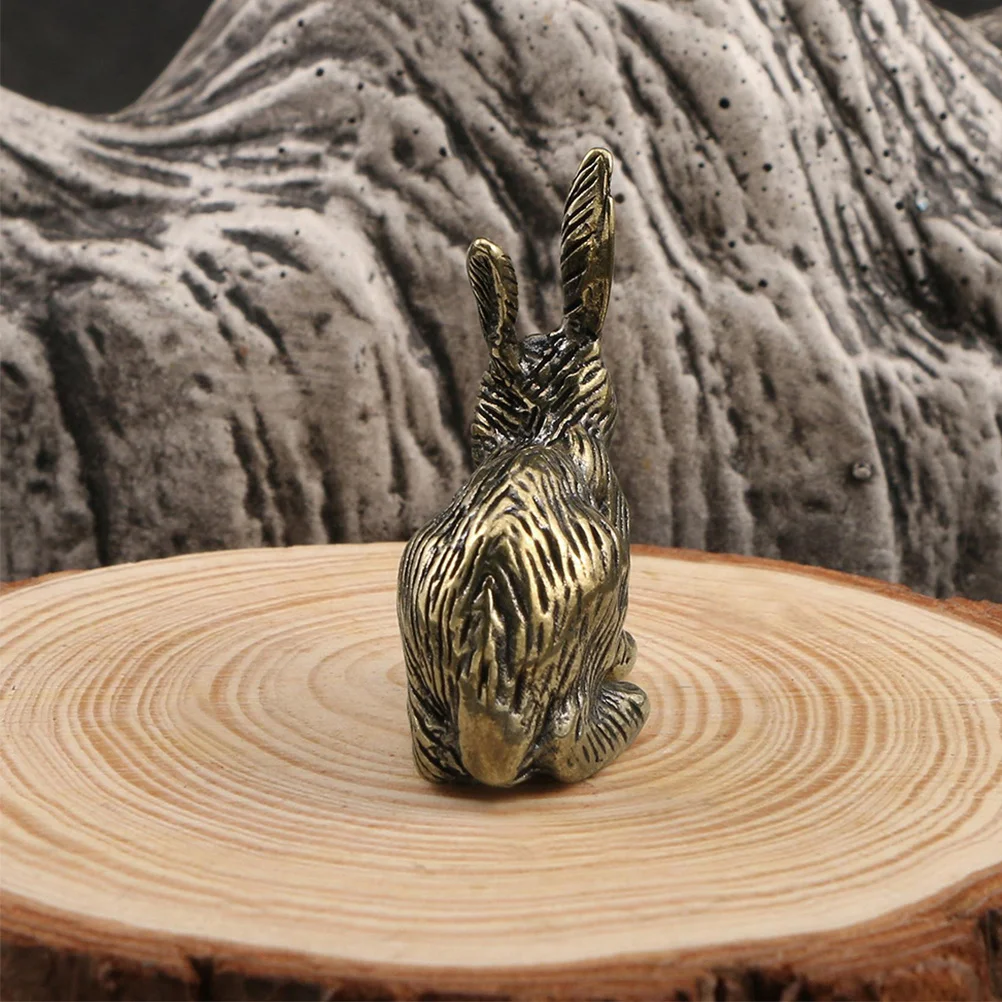 

Vintage Brass Rabbit Statue Finish Copper Rabbit Ornament Creative Desktop Decor Tea Pet Office Home Decoration