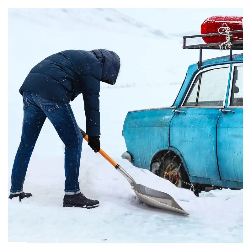 3.7 Pounds Transfer Shovel Shovel for Gardening, Orange   Snow Shovel with D Handle Metal Snow Shovel for Driveway 45Inches