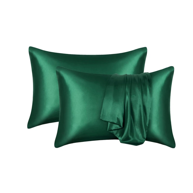 Queen Simulated Silk Pillowcase 100% Polyester Satin Pillowcase Simple Style Solid Color Envelope Closure Soft