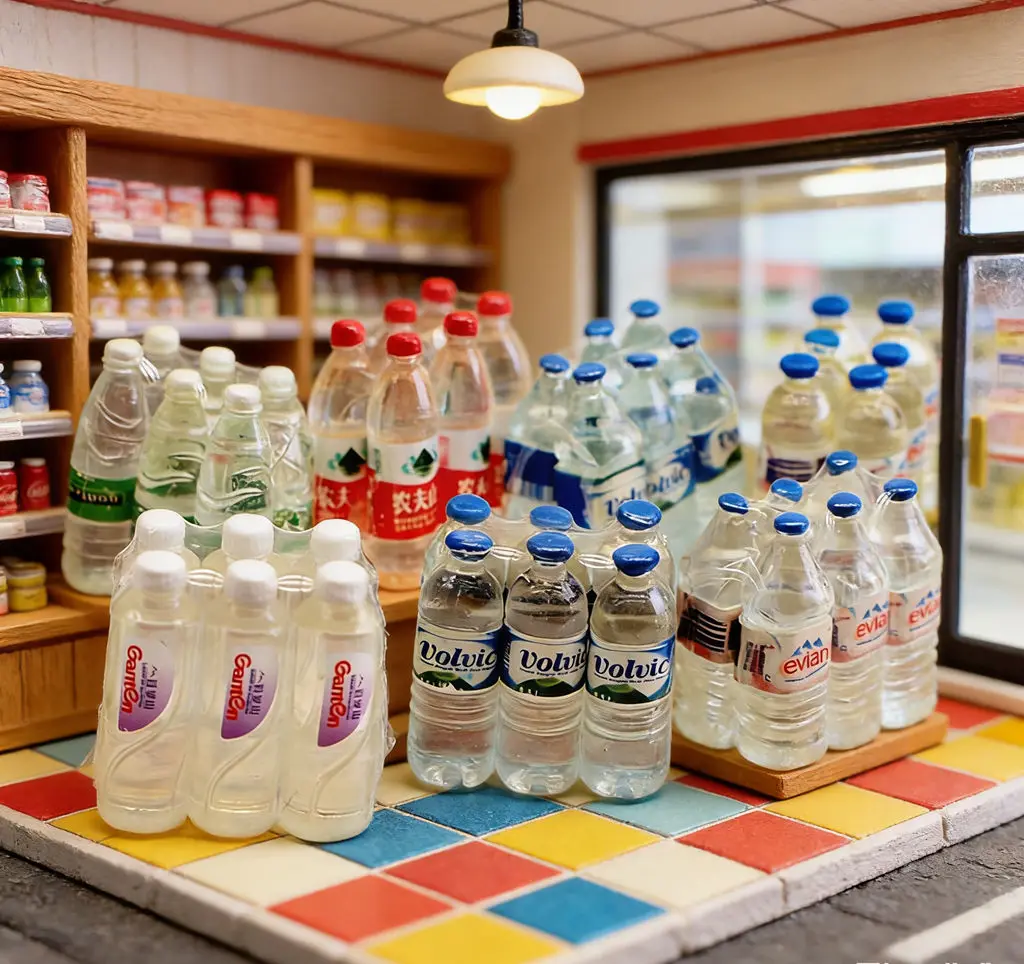 

6pcs Dollhouse Miniature Water Bottle Set - Sealed Simulated Beverage, Micro Food Play Prop for 1:12 Doll House & OB11 Scene