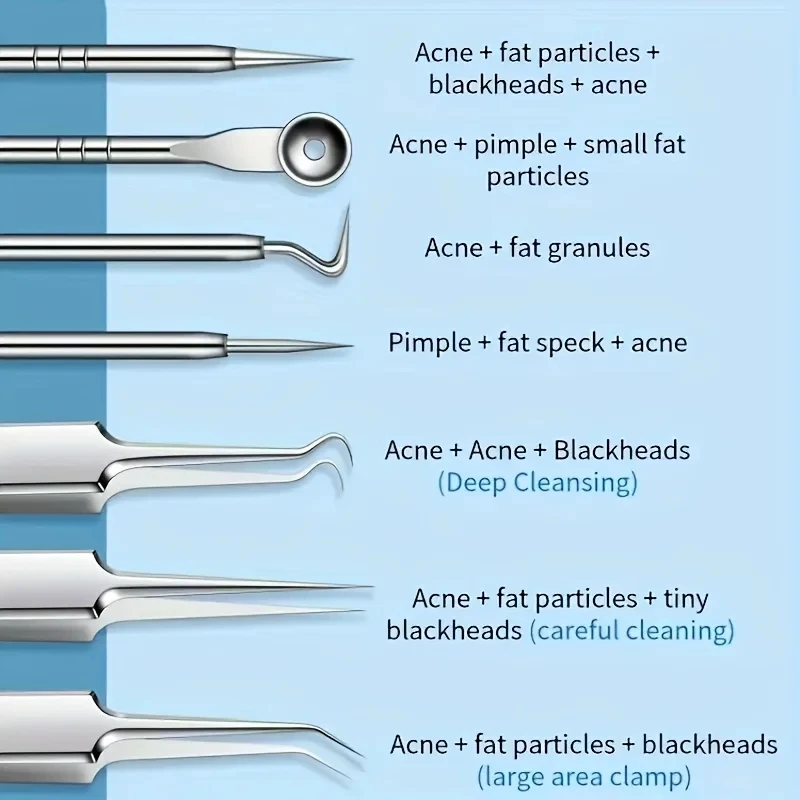 Stainless Steel Blackhead Remover Kit 3 5 8-Piece Professional Pimple Popper Set For Acne Blemish Extraction image 5