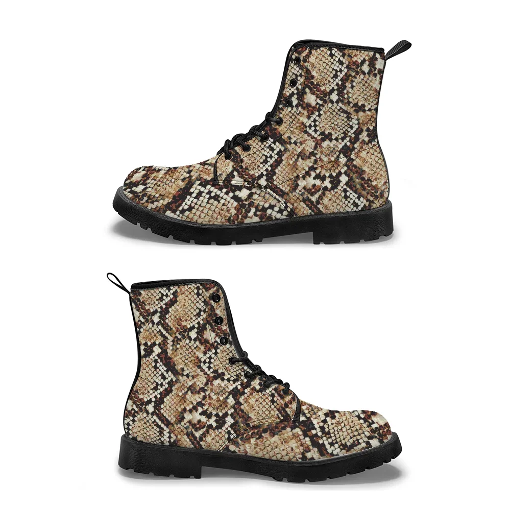 snakeskin pattern mid-calf boots trendy autumn and winter boots for men and women