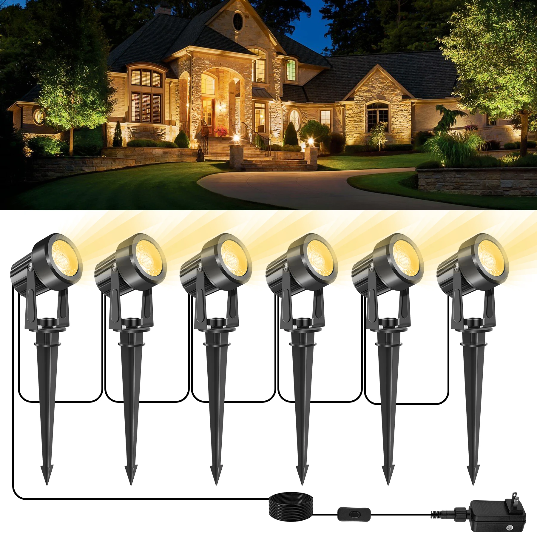 

2/4/6/8/10 Lights Low Voltage Landscape Lighting 12V/27V Outdoor Lamp Garden Decoration Outdoor Lighting 800LM Landscape Light