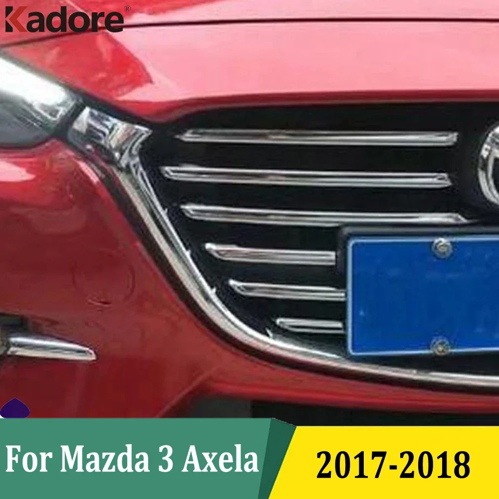 

Для Mazda 3 M3 Axela 2017 2018 хромированная передняя центральная решетка, полоса, гоночная решетка, накладка на гриль, автомобильная наклейка, внешние аксессуары