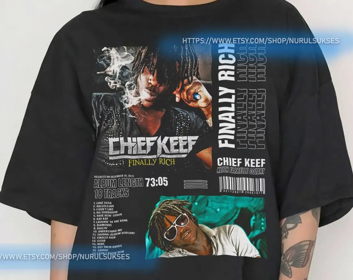 Vintage Chief Keef - Finally Rich Album Promo Poster Unisex Heavy Cotton Tee Shirt