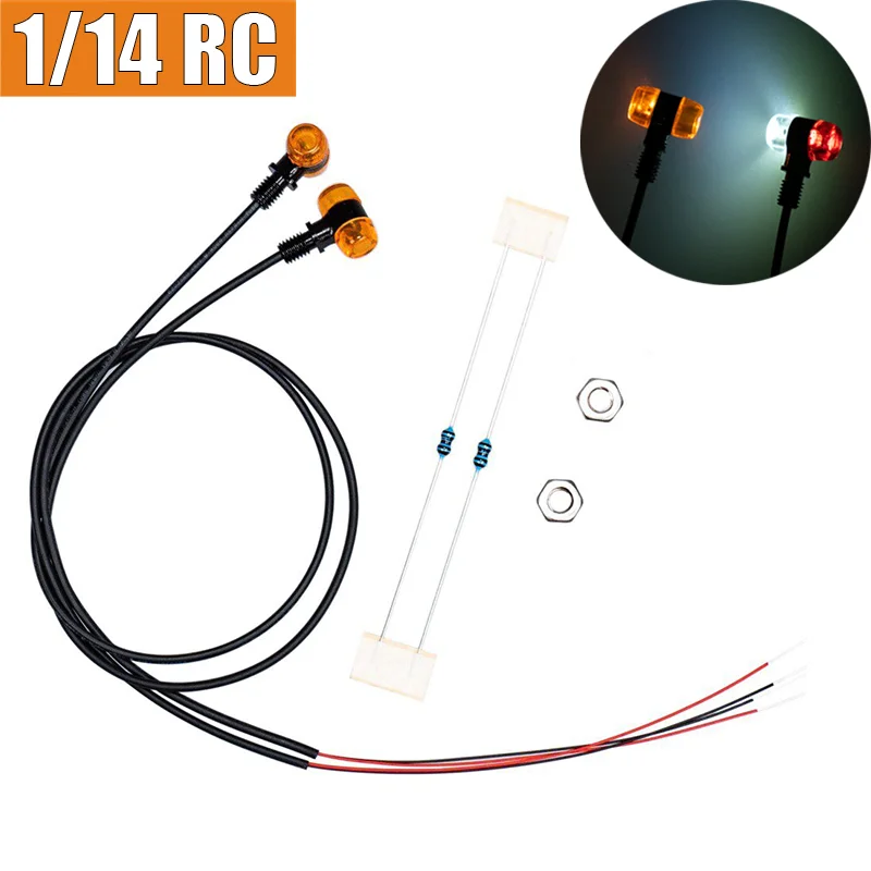 Simulation 2pcs LED 3V Two-color Position Lamp Side Light for 1/14 Tamiya RC Truck SCANIA 770S R620 VOLVO BENZ Arocs MAN TGX Car