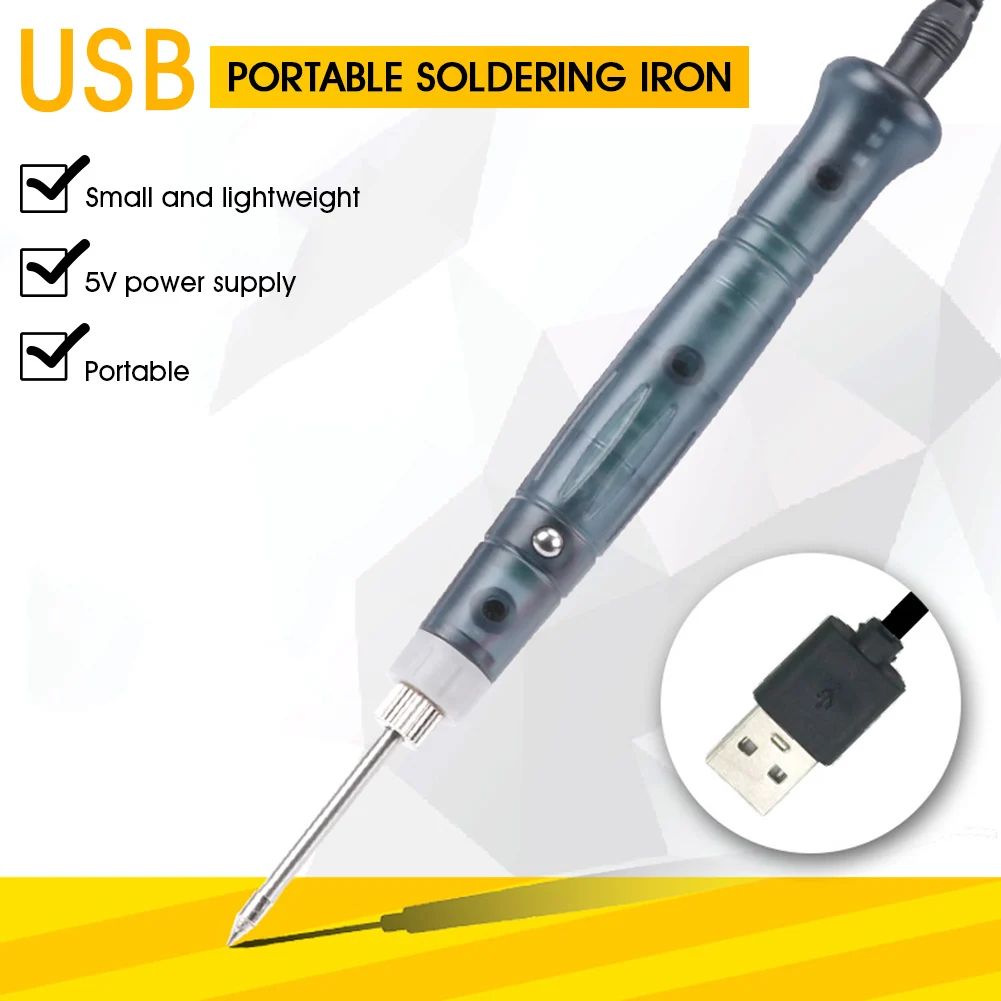 10W Portable Mini Soldering Iron Electric USB Soldering Iron 450°C Temperature 25s Auto Sleep Soldering Kit with Tin Wire