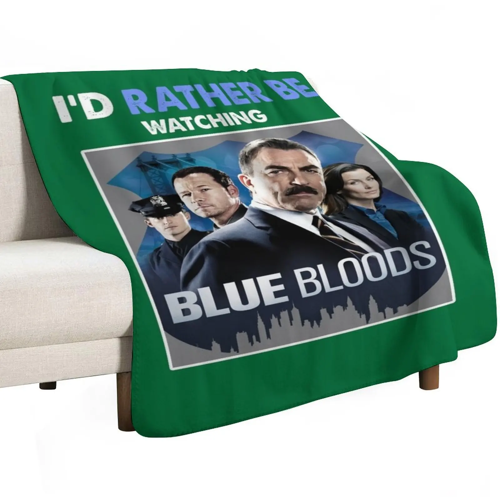 I'd Rather Be Watching Blue Bloods Gift Tee Basic Novelty Tees Graphics black Throw Blanket Designers For Sofa Thin Blankets