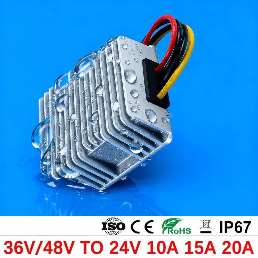

48 Volt to 24 Volt Step Down DC DC Power Converter 36V 48V to 24V 20A 15A 10A Voltage Regulator for Truck Car Buck Module