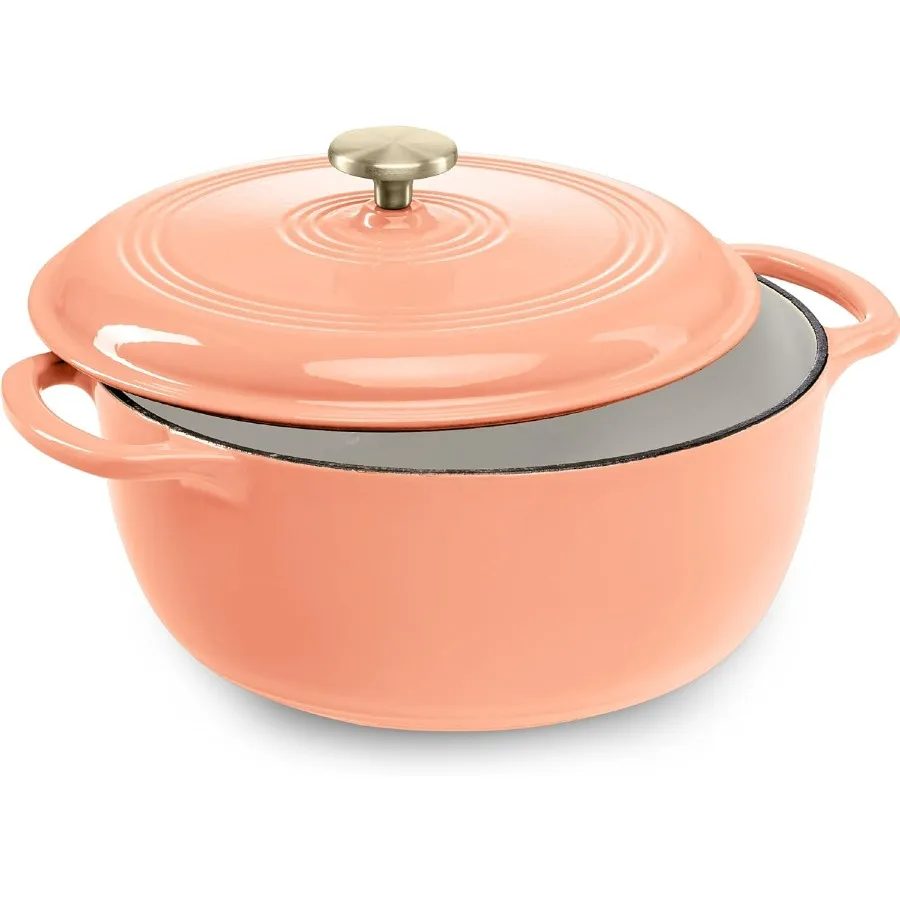 

6-литровая эмалированная чугунная круглая голландская духовка, сверхпрочная предварительно приправленная посуда в семейном стиле для дома, кухни, столовой, духовки Sa