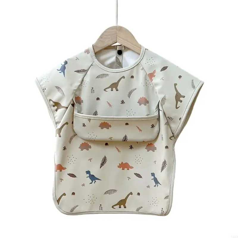 

Y88D Short Sleeve Smock Adjustable Feeding Apron with Pocket Water Resistant