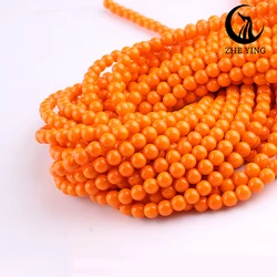 Zhe Ying 6mm Orange Crystal Glass Beads Round Smooth Loose Beads for Jewelry Making Bracelet DIY Strand 15''