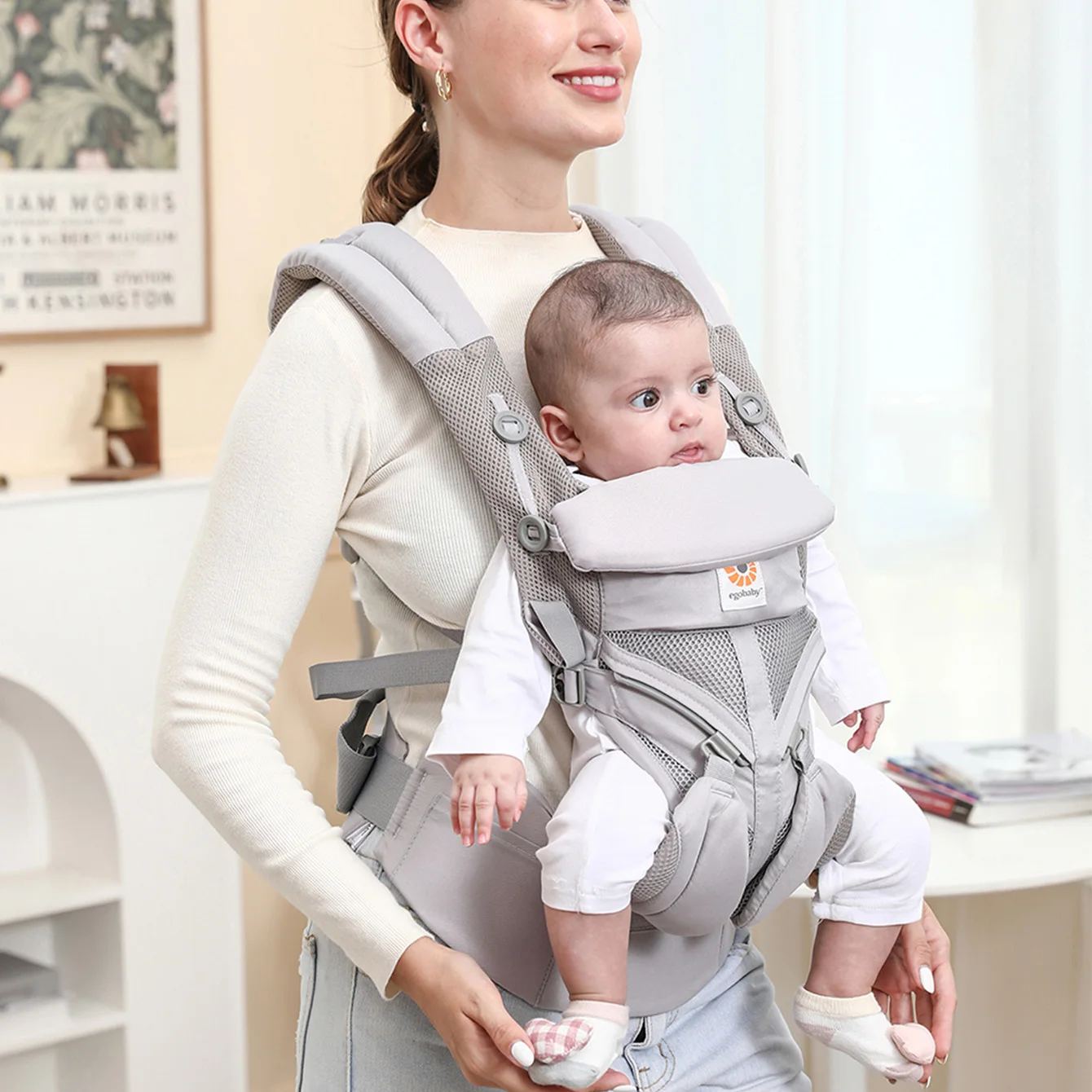 Ergonomic Multifunctional Baby Carrier, Multi-Pocket Infant Backpack, Suitable for Newborns to Toddlers 8-40 Lbs, Padded Straps,