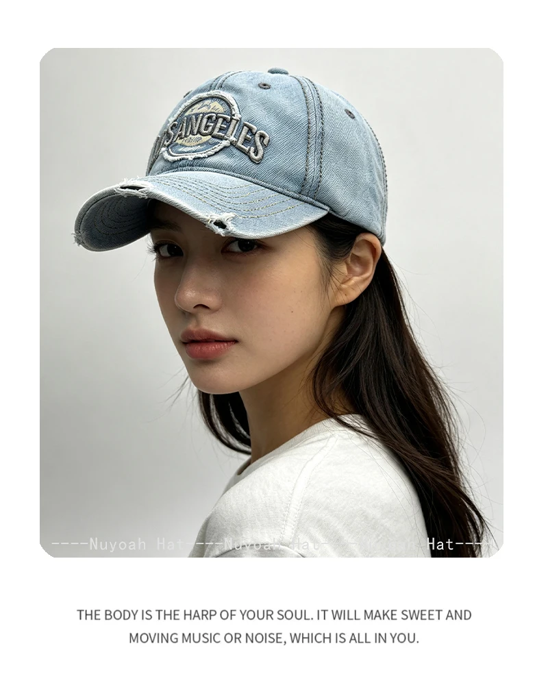 Neue Baseballkappen für Männer und Frauen mit Amerikanischen Buchstaben-Stickerei, Sonnenschutz, Retro, Vielseitig, Persönliche Schirmmützen, Modisch, Used-Look – Detail 7