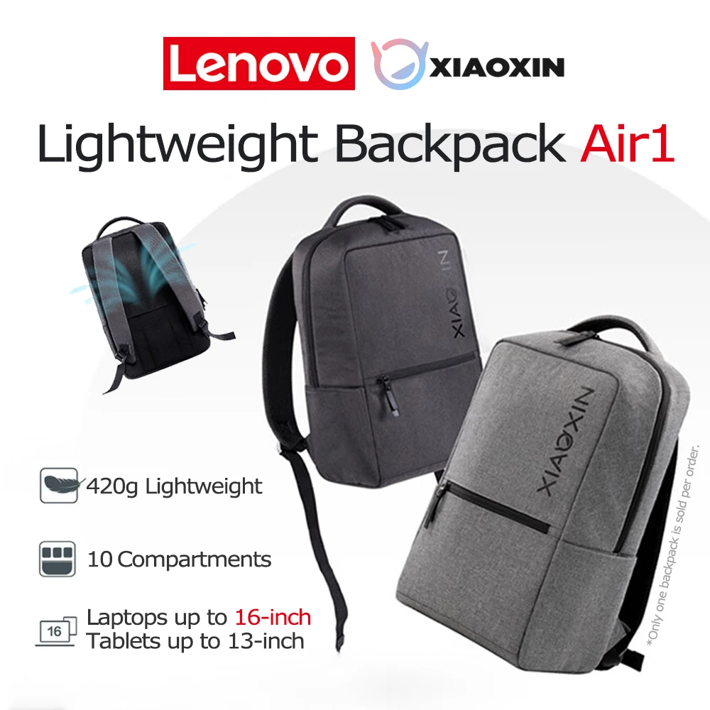 レノボ-xiaoxin-軽量バックパック-air1-ノートパソコンバッグ-16インチ-15インチ-13インチ-タブレット-10コンパートメントバッグ-収納ノートブック