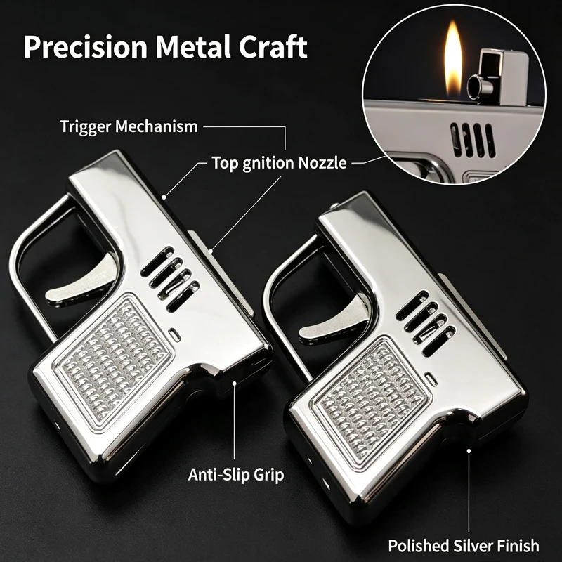 New Creative Shaped Mechanical Automatic Pop-up Lid Ignition Small Gun Kerosine Lighter, Metal Lighter,  lighters smoking