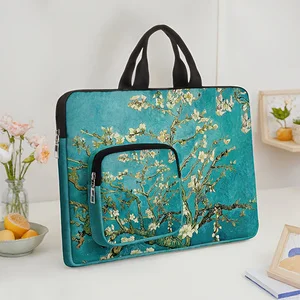 Van Gogh Almond Blossom Oil Painting Print Laptop Handbag Shockproof Notebook Case With Front Pocket For Travel Office