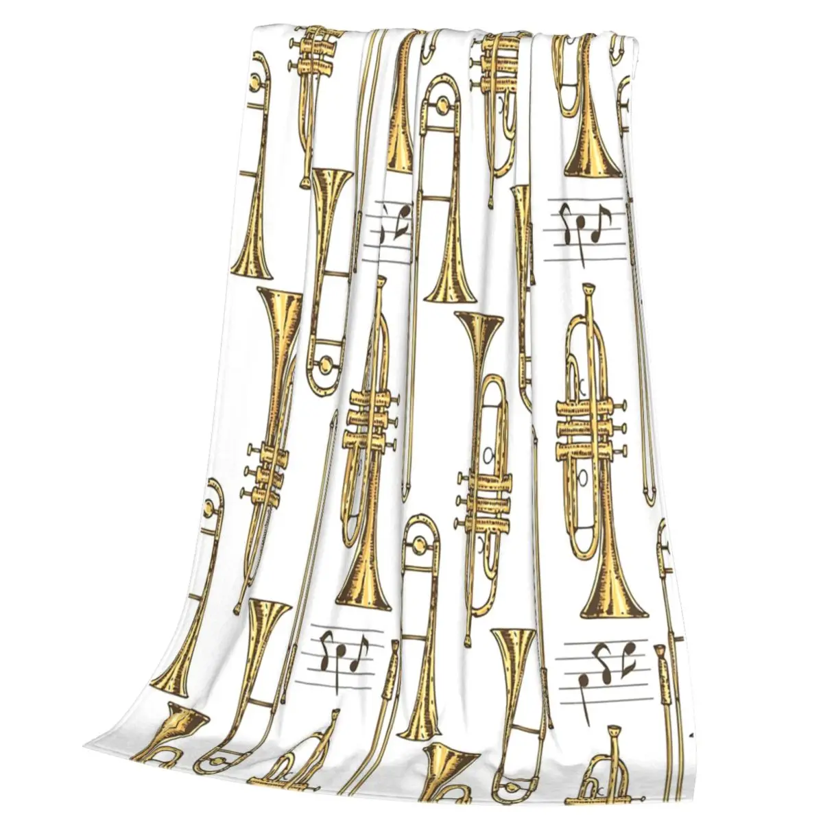 Trumpet Horn Instruments Blanket Soft Warm Flannel Throw Blanket Bedding for Bed Living room Picnic Travel Home Couch