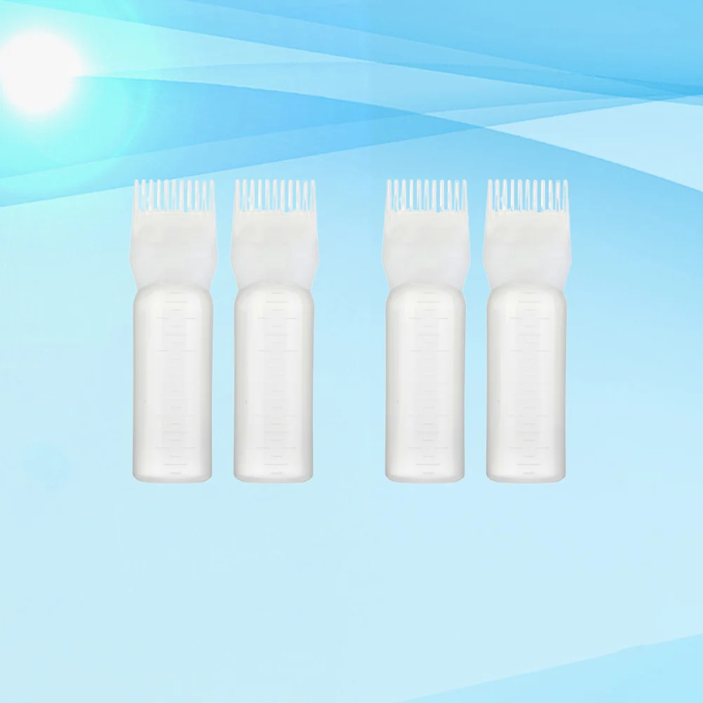 

4Pcs Hair Coloring Dye Bottle Comb Applicator White Salon Hair Root Applicator Barber Tool Hairdressing Accessories