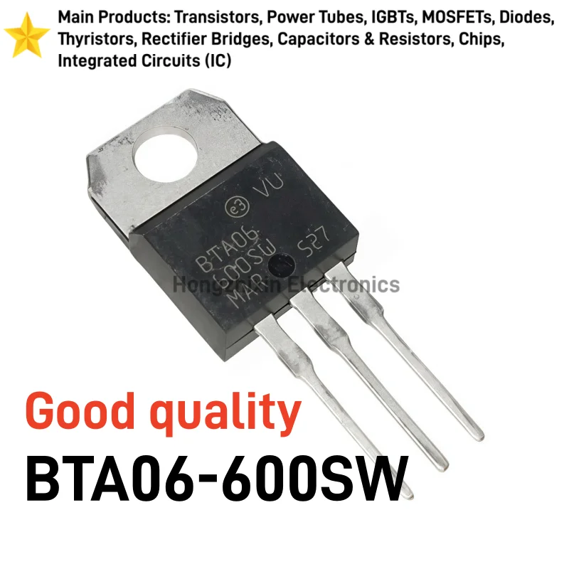 Bidirectional Triac Thyristor 10PCS BTA06-600SW TO-220 6A 600V Insulated Power Switch Electronic Components