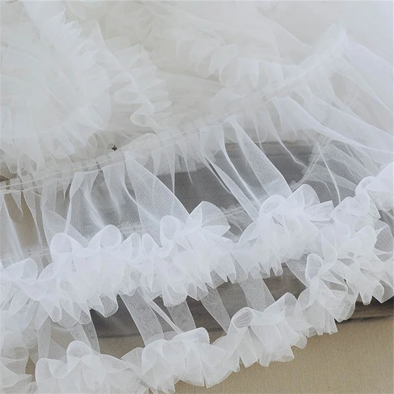 15CM wide tulle mesh 3d pleated lace fabric needlework ribbon ruffle Trim wedding dress Puffy skirt curtains DIY sewing decor