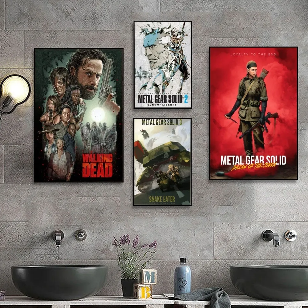 Classic Metal Gear Solid MGS Video Game Poster Kraft Club Bar Paper Vintage Poster Wall Art Painting Bedroom Study Stickers