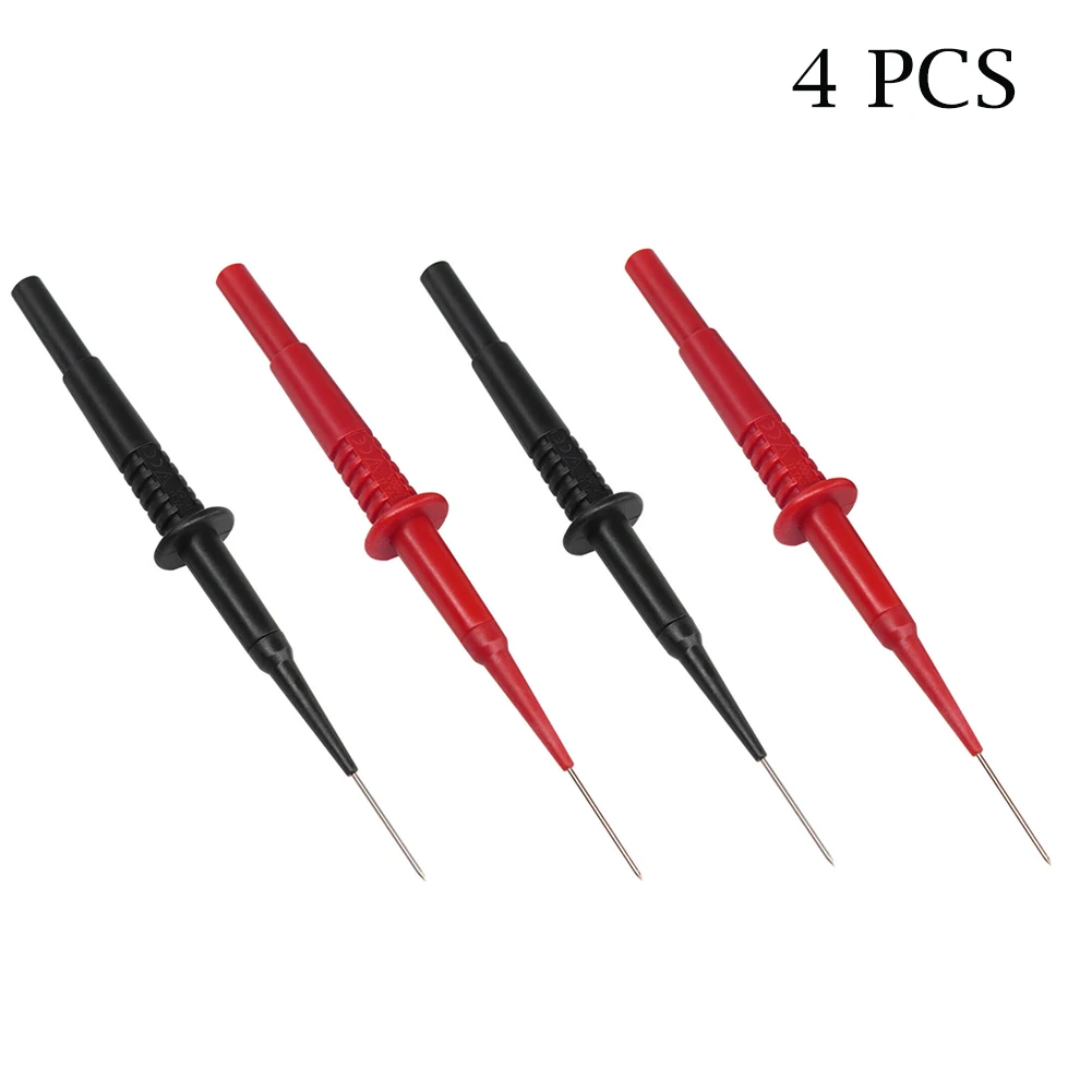 Testing Leads Test Probes Red Black Test Probe 4PCS 600V/10A For 4mm Insulation P5008 Piercing Needle Industrial