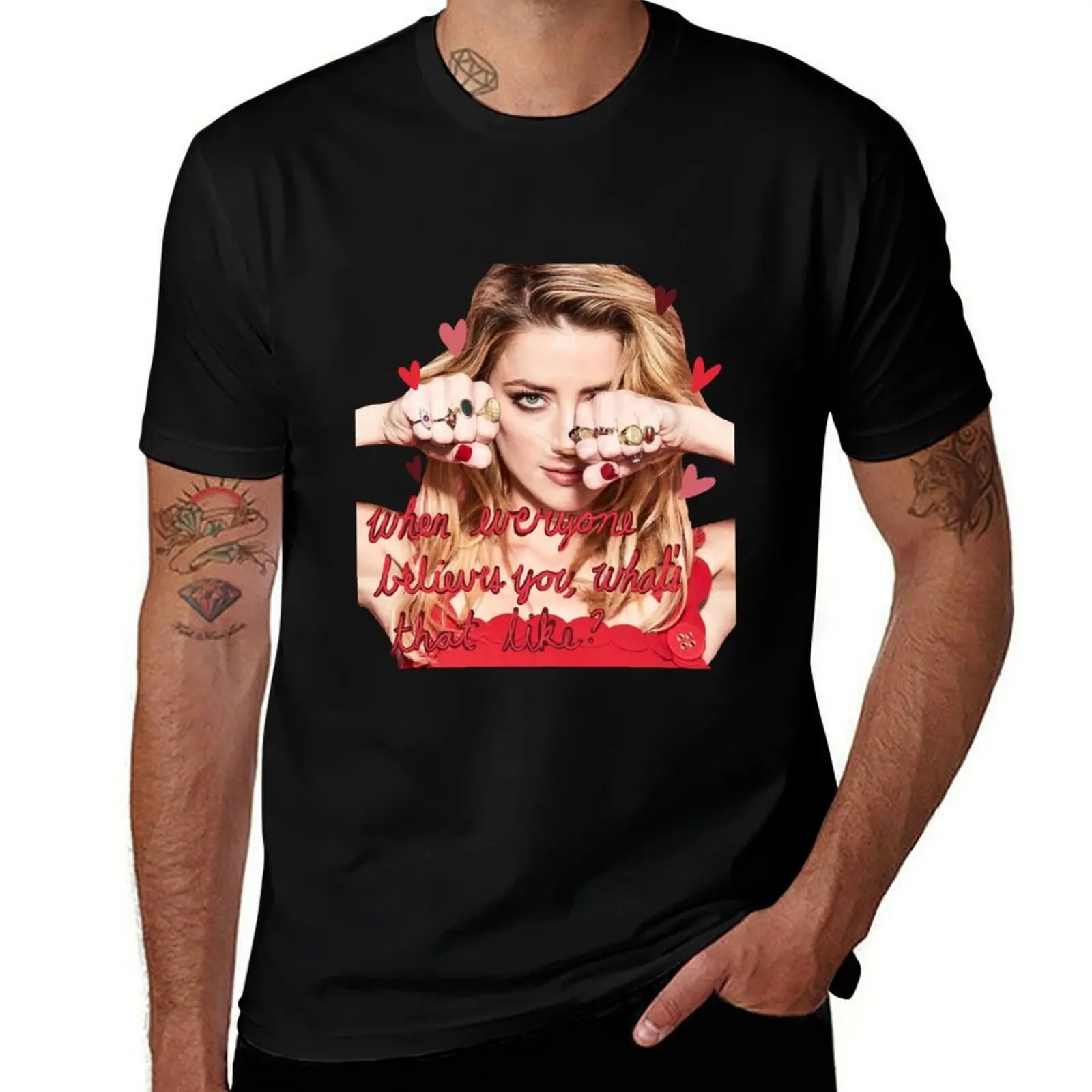 I Stand With Amber Heard T-Shirt Everyday Wear Basic Short Sleeve Top T-Shirt