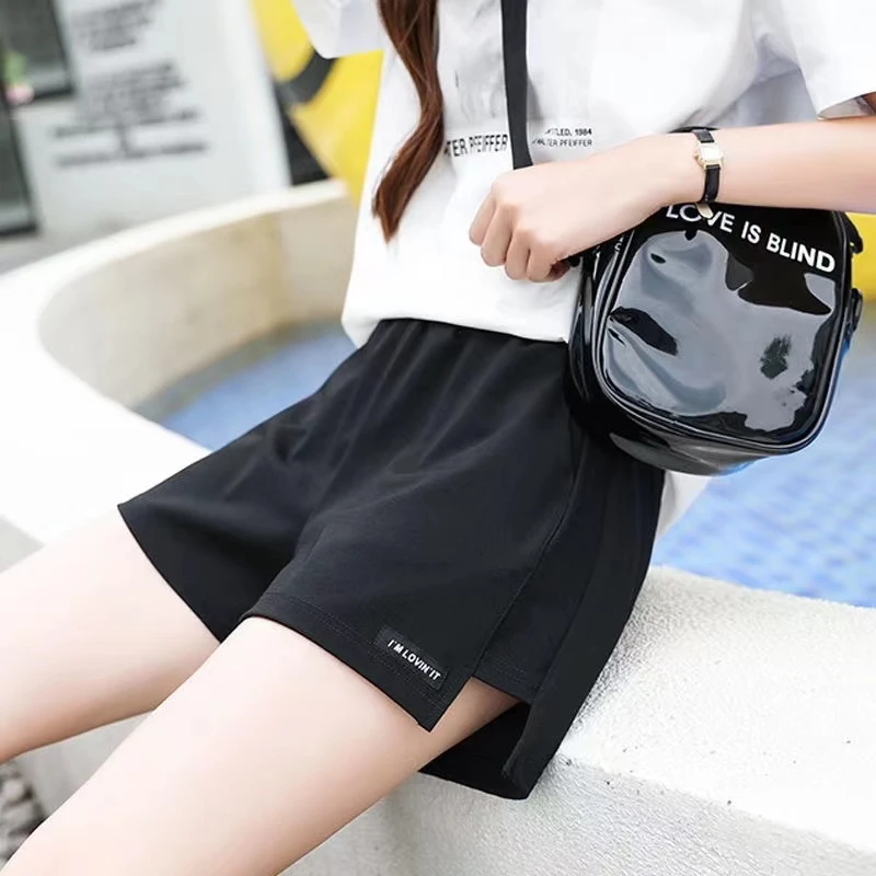 MEXZT Striped Shorts Women Summer Streetwear Loose Wide Leg Shorts Korean Casual Elastic Waist Sports Shorts Bf Couple Oversized