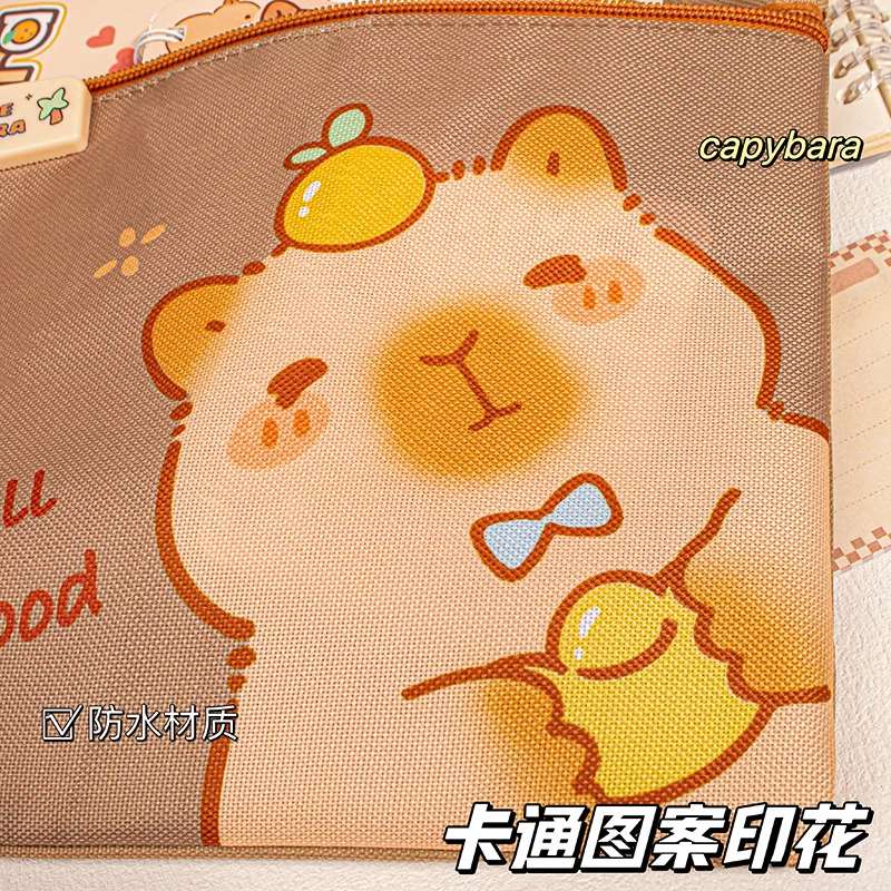 حقيبة يد كابيبارا حقيبة تعليمية سعة كبيرة أكسفورد كارتون أطفال وثيقة حقيبة كتف القهوة كابيبارا حقيبة مدرسية