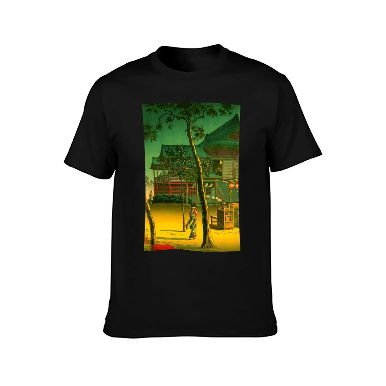 Tea Shop at Kiyomizu Temple - Tsuchiya Koitsu - Japanese Art T-Shirt Retro Style Print Casual Top T-Shirt