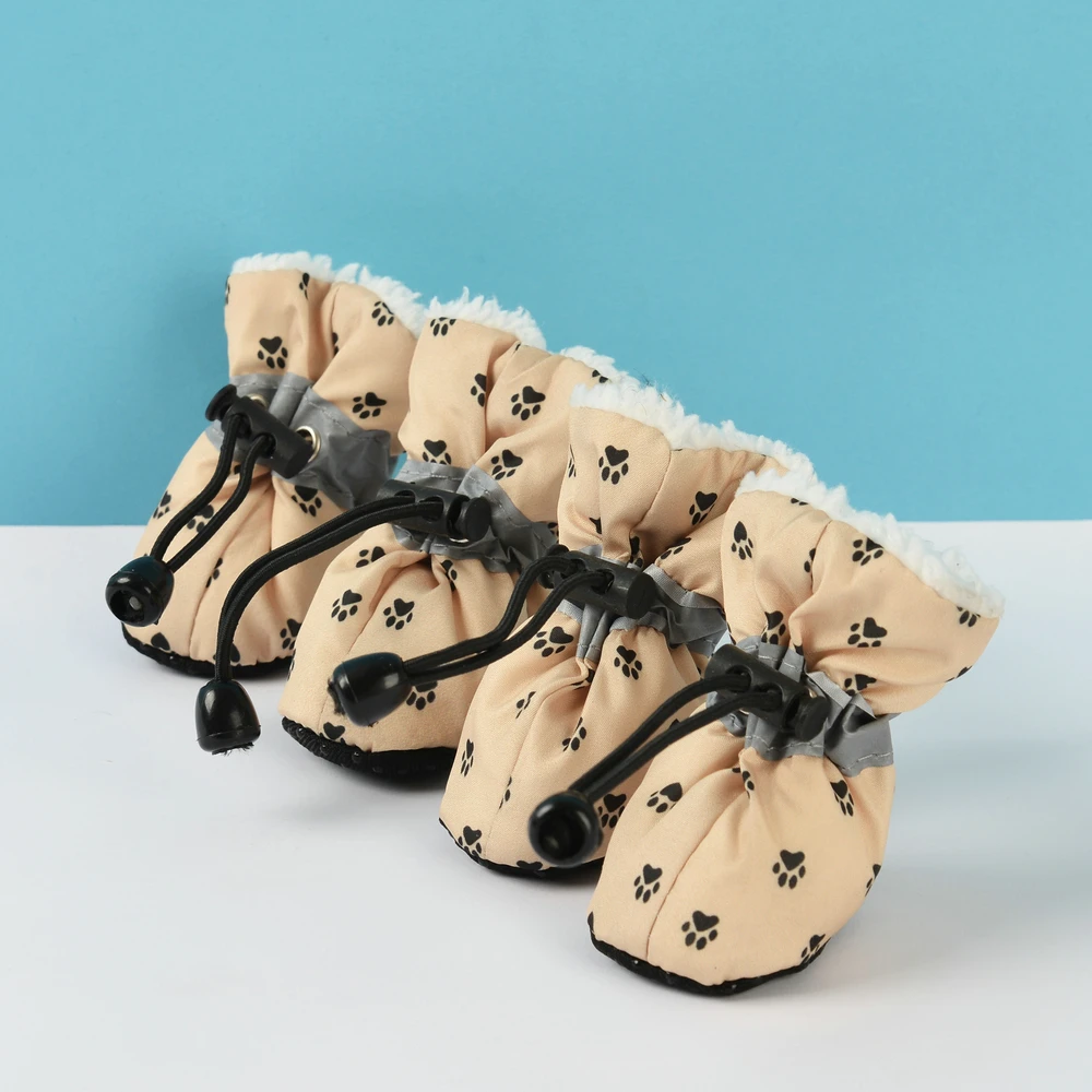 Winter Dog Shoes Soft Sole Anti-slip Snow Boots For Small Dogs Warm Fleece Puppy Cats Footwear Chihuahua Yorkshire Pet Supplies