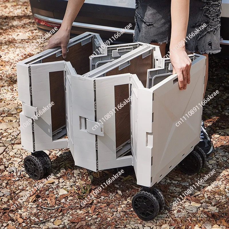 for  camper Large capacity storage box Outdoor double door foldable movable dining car Outdoor portable cart