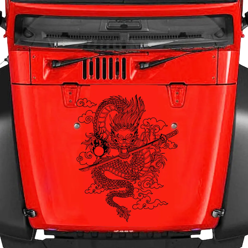 Japane Anime Detachment Car Sticker For Katana And Black Dragon Decoration Movement Style Die Cutting Waterproof PVC Vinyl Decal