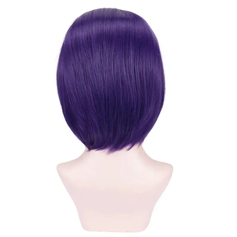 Pelucas cosplay Anime Raven, pelo corto y liso, morado, fiesta de Halloween, resistente al calor, sintético