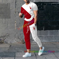 Poker J 3D Print Men Tracksuit Set Jogger Odzież męska Casual Suit Koszulki z krótkim rękawem + Spodnie 2-częściowe Stroje Streetwear